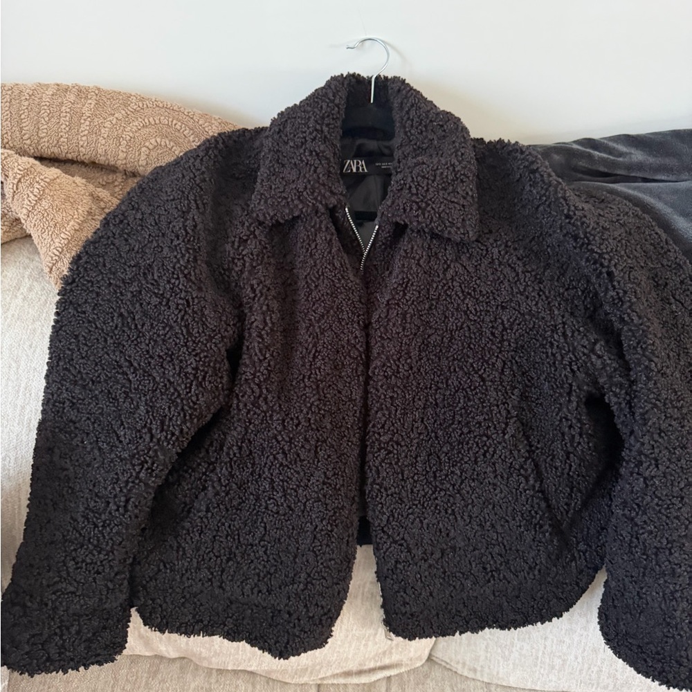 ZARA Black Teddy Sherpa Jacket